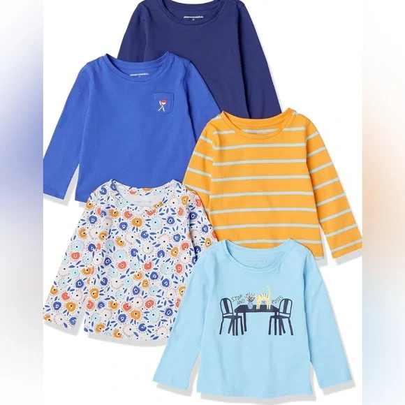 Amazon Essentials Girls' & Toddlers' Long-Sleeve T-Shirts - Multipack Everyday Tees